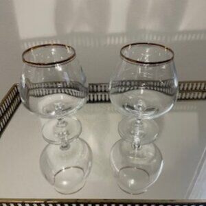 Vintage Mikasa Wheaton Gold Rimmed Lead Crystal Cognac/Brandy Snifter